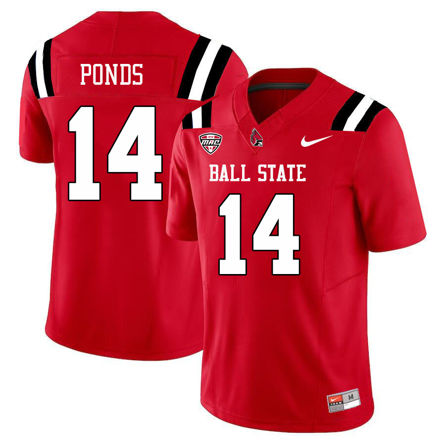 Ball State Cardinals #14 Marion Ponds College Football Jerseys Stitched Sale-Cardinal